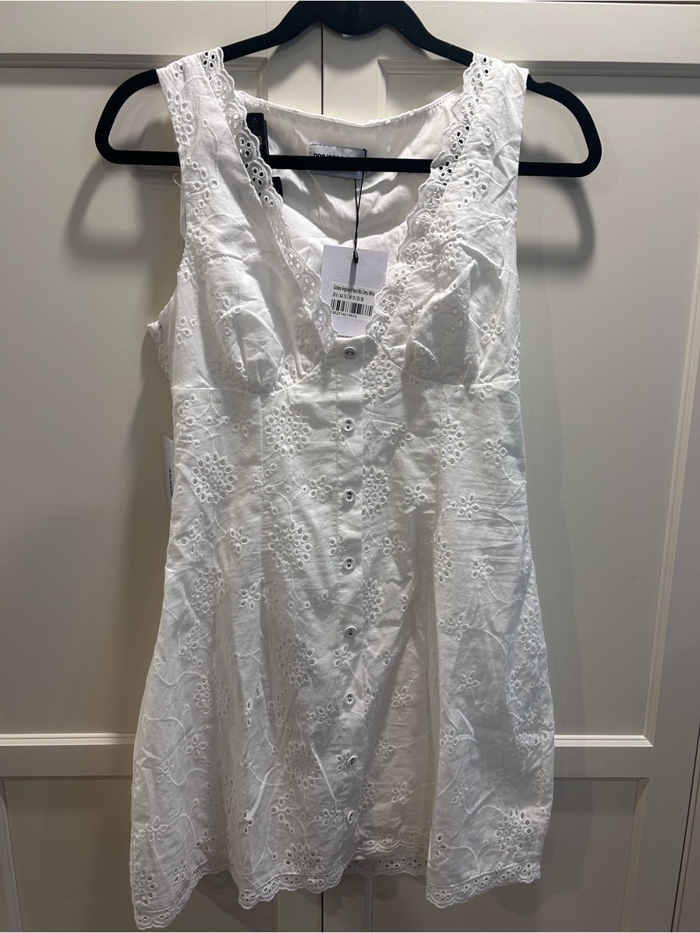 NWT Princess Polly Gabbey Anglaise V Neck Mini Dress, 6